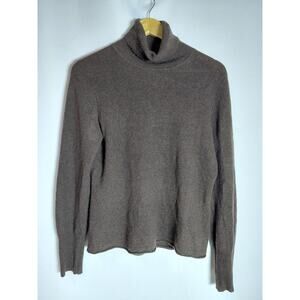 wendy b. cashmere Turtleneck Sweater Brown Solid Knit Size L